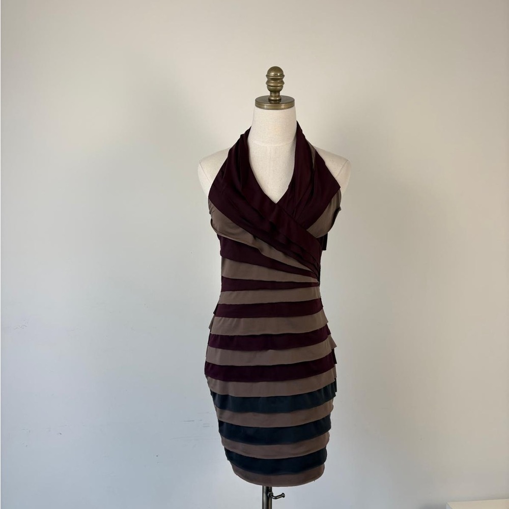 BCBG Multicolor Striped Halter Mini Dress